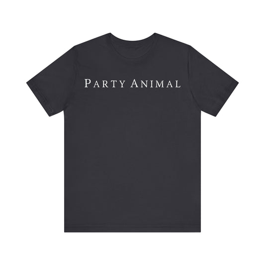 White lettering "Party Animal" Prickle Island Zoo Unisex Jersey Short Sleeve Tee